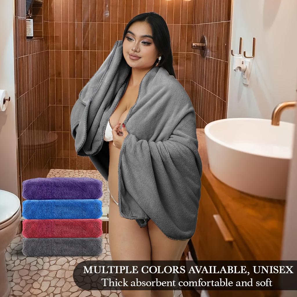 Plus Size Bath Towel for Curvy Women,Extra Large Soft Coral Fleece Body Towel 200x100cm Quick-Dry,Lightweight,Highly Absorbent