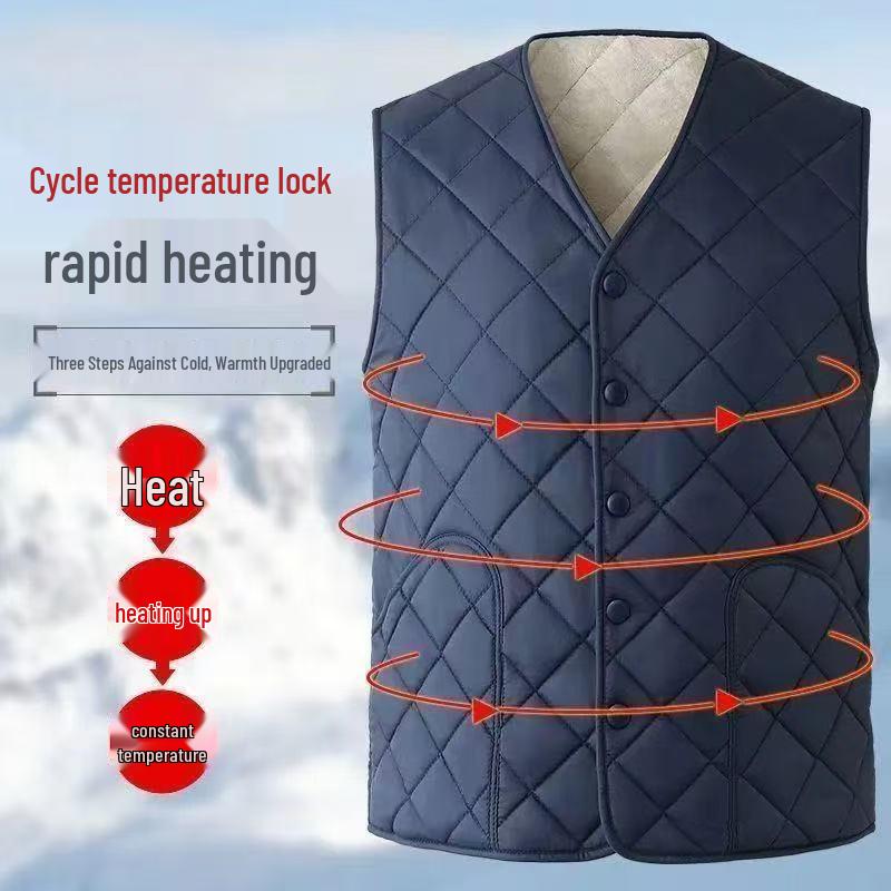 2025 Men's Thickened Velvet Cotton Vest for Autumn/Winter - Middle-aged & Elderly