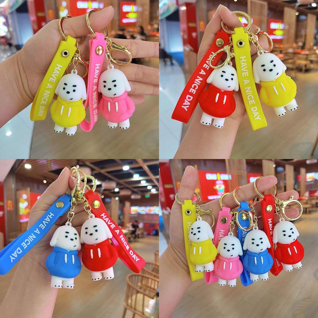 Adorable Hoodie Droopy-eared Dog Keychain Cute Car Key Ring Charming School Bag Accessory Wholesome Gift For Kids Friends