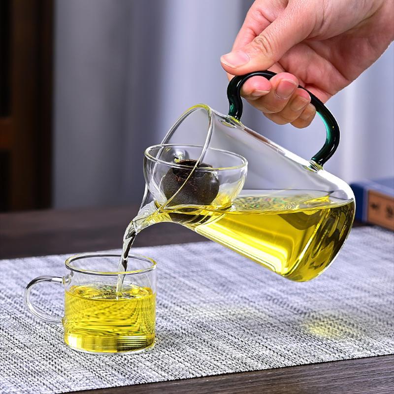 Small Green Orange Tea Sea Tea Separator Household With Handle Heat-Resistant High Borosilicate Glass Transparent Filterable Fair Cup