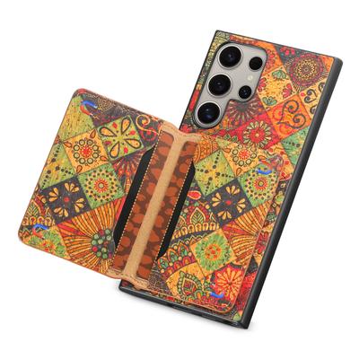 For Samsung Galaxy S25 Ultra Case Flower Print Leather+PC+TPU Cover with Card Holder Kickstand