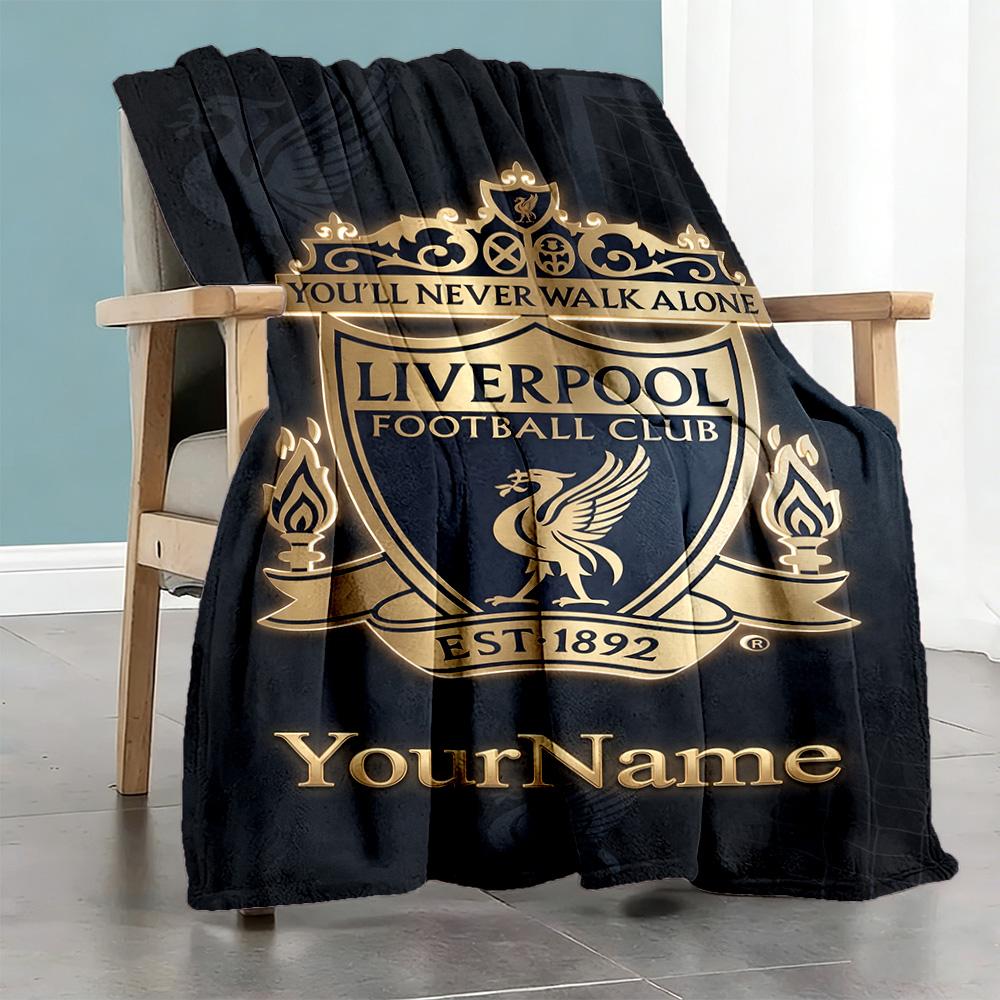 Liverpool Customize Your Name Blanket Gift Customizable Blanket Soft Warm Cozy Throw For Sofa Picnics Livingroom Chair Ideal for All Seasons