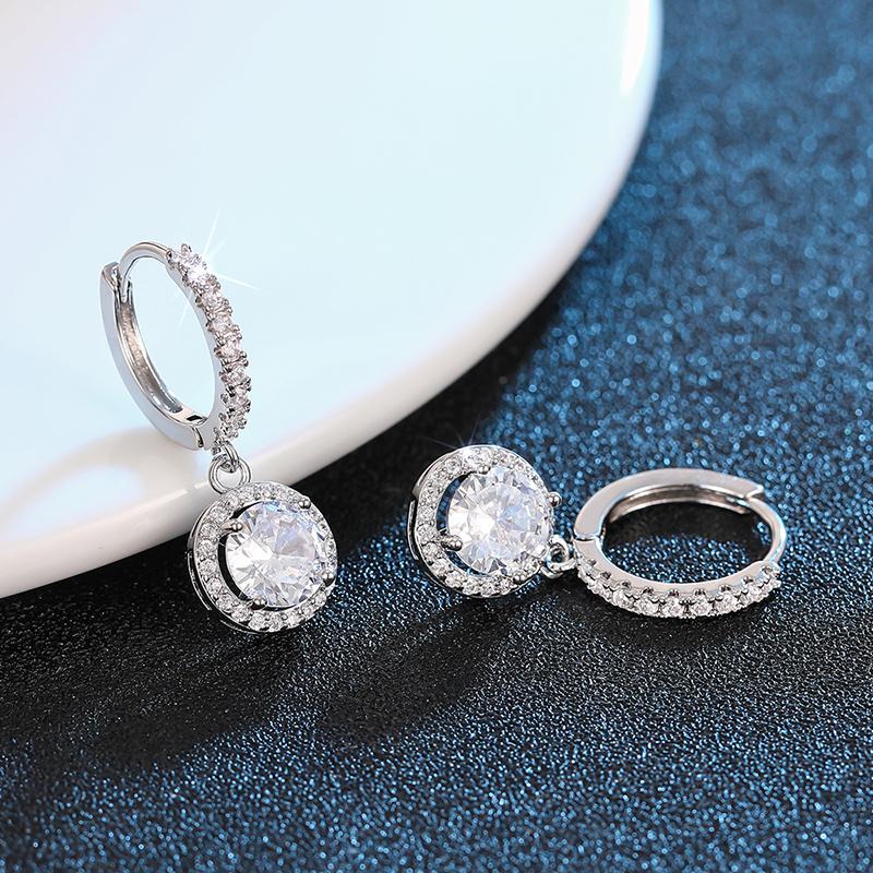 Huitan Women Drop Earrings Simple Design Silver Color Inlaid Sparkling CZ Charming Accessories Fashion Jewelry for Party Daily
