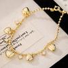 Zinc Zinc Alloy Heart Bracelet Bead Charm Hand Chain Sweet Gold Bracelet  Bridal Party