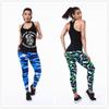 European & American Camouflage Letter Print Floral Leggings - Brushed Milk Silk Nine-Point Pants