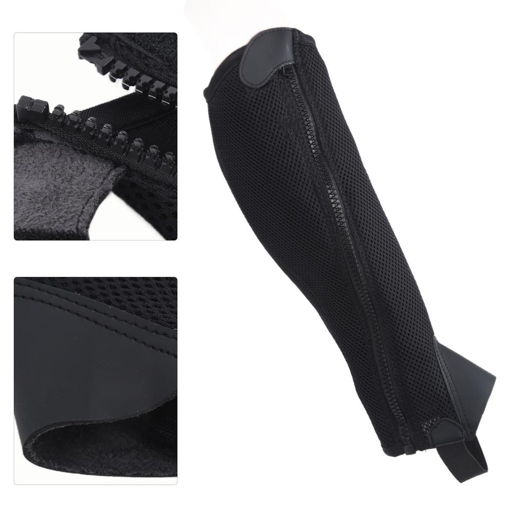 2pcs Half Chap Black Flexible Mesh Equestrian Half Chap for Children Horse Riding  