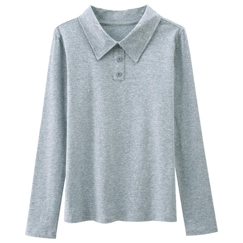 2026 Spring New Fashionable Shirt Simple Lapel Temperament Long-sleeved T-shirt Women's Top Bottoming Shirt
