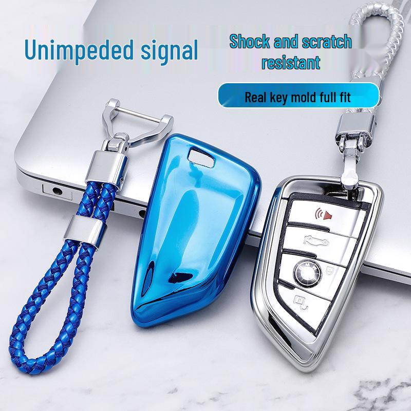 TPU Electroplated Soft Rubber Key Case for BMW Blade 7 Series, X1, X5, X6.