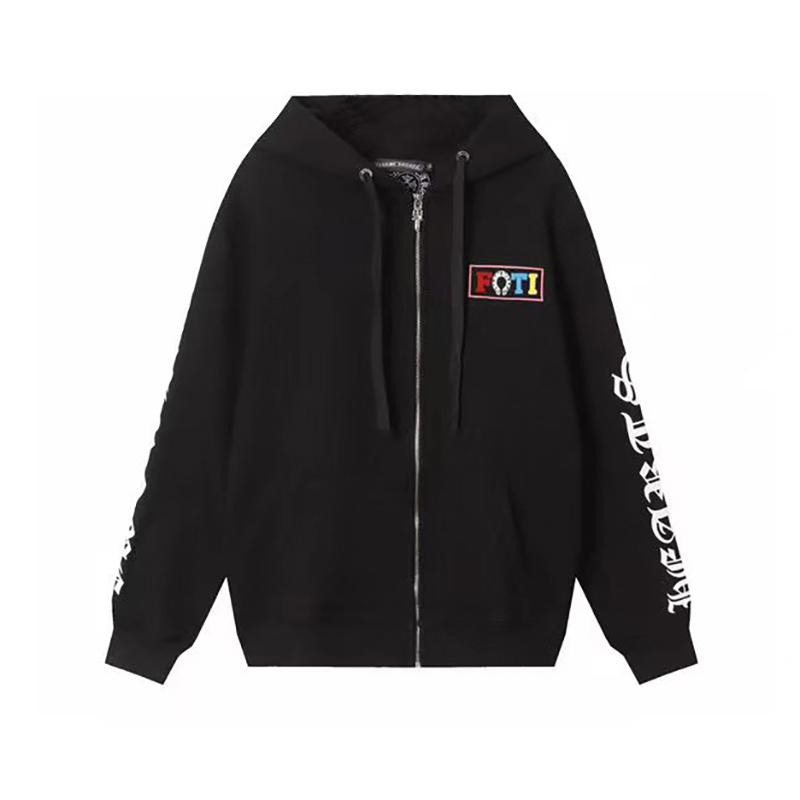 844 CHROME HEARTS 2026 Autumn and Winter New Plus Size Classic Style Logo Zipper Hooded Sweatshirt, Suitable for Couples to Wear