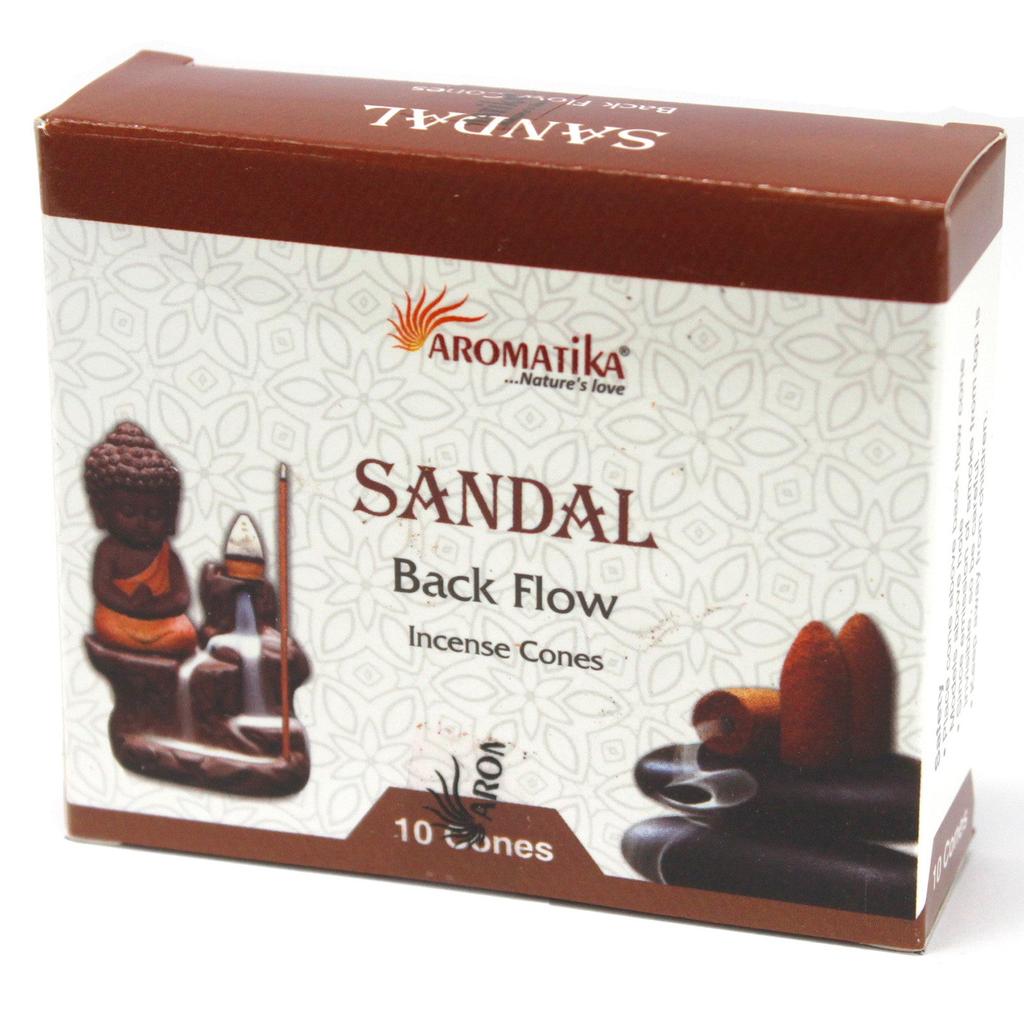 7x Sandalwood Backflow Incense Cones, 10 Count Aromatica