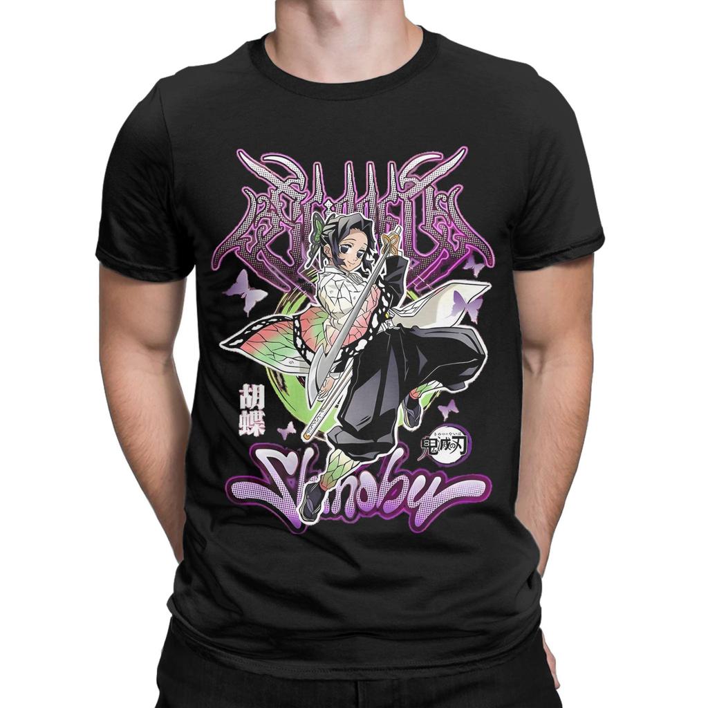 Men T-Shirt Shinobu Kocho Demon Slayer Funny 100% Cotton Tees Short Sleeve T Shirts Round Collar Clothing Gift Idea