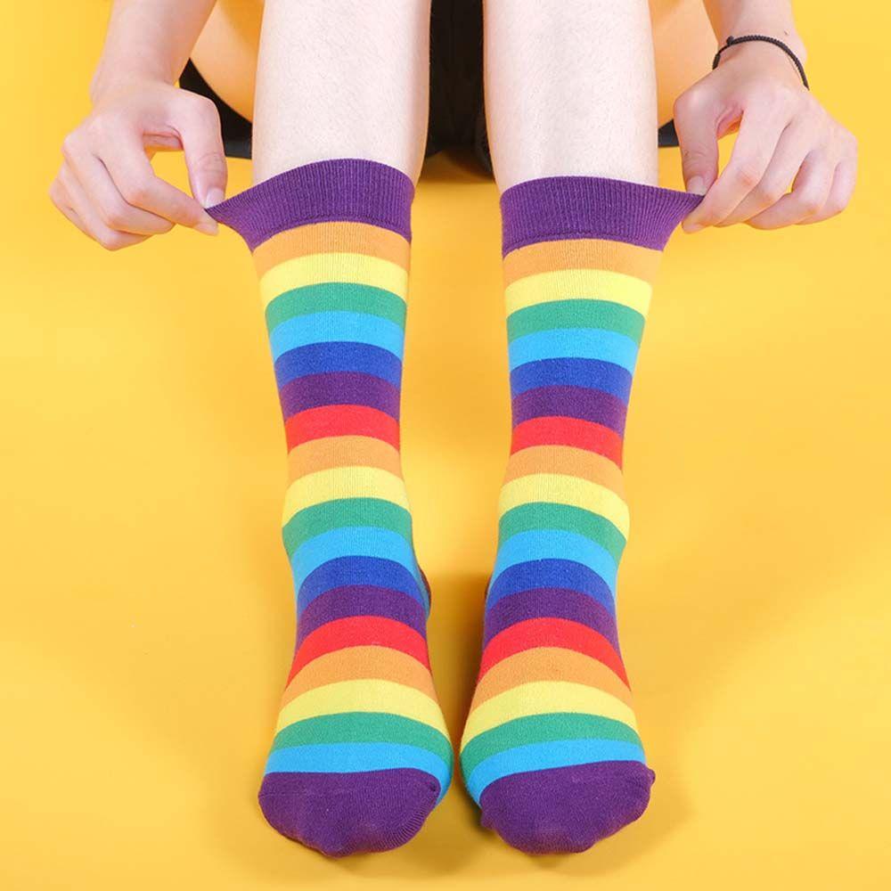 

Милые ретро конфетные цвета мода Harajuku девушки радужные носки полосатые хлопковые длинные носки