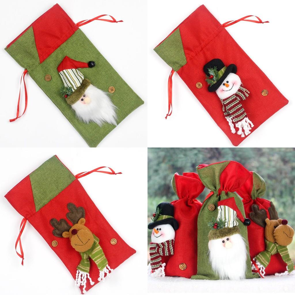 Einzigartige Jute-Weihnachtsgeschenktüten mit bezaubernden Rentier- und Schneemann-Illustrationen, perfekt für festliche Feiern