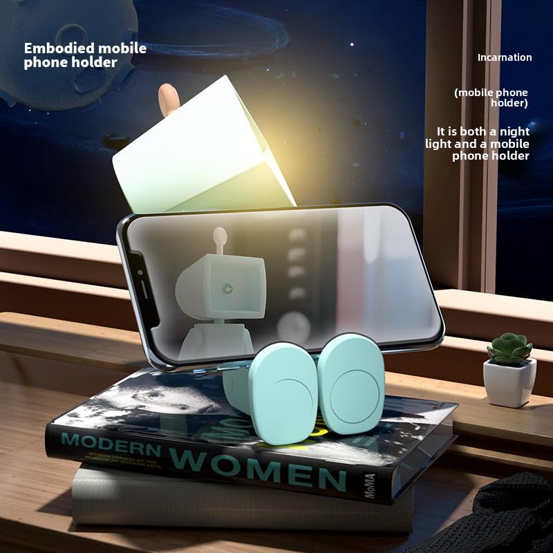 Astronaut Magnetic Night Light Led Mini Robot with Battery Book Light Desktop Building Block Ornament Ambient Light