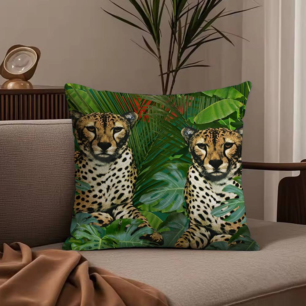 Federa Cuscino con Motivo Geometrico Animale Leopardo Federa Anti-acaro Cerniera Invisibile Peluche Corto Setoso Copricuscino per Divano
