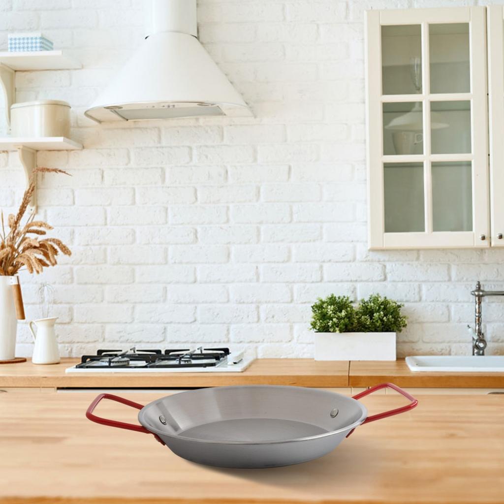 Easy To Clean Paella Bowl Serving Plate Stainless Steel Skillet Practical Design