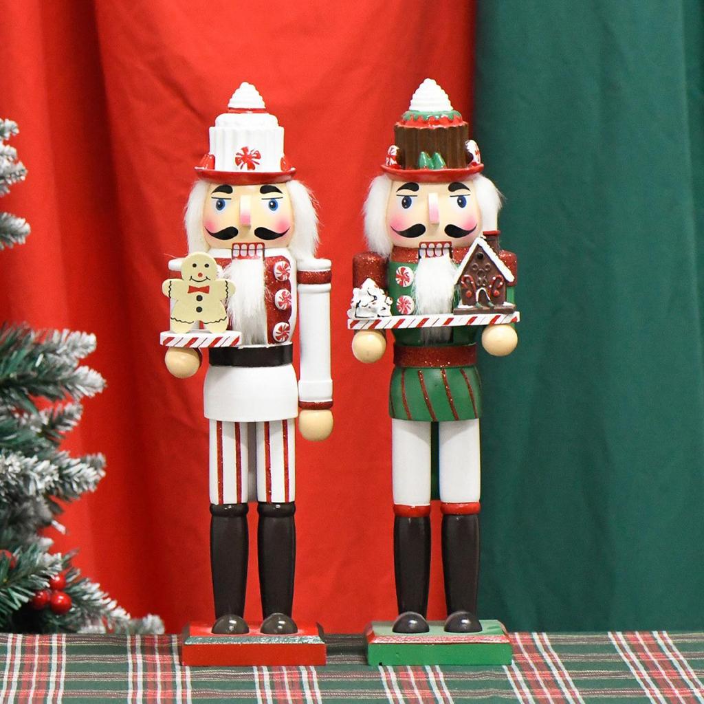 Christmas Nutcrackers 14 Inch Wooden Figure Model Christmas Nutcracker Soldier For Home Fireplace Shelves Birthday Party