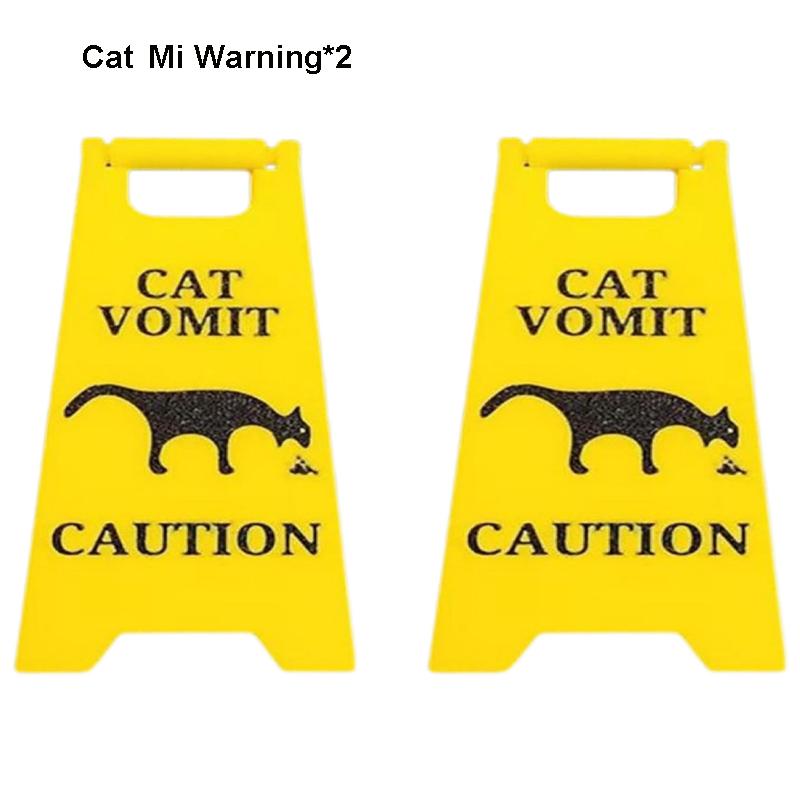 Funny Cat Vomit Sign with Mini Cleaning Mop Novelty Gag Caution Vomit Sign Gifts Warning Sign Decoration Suitable Pet Owners
