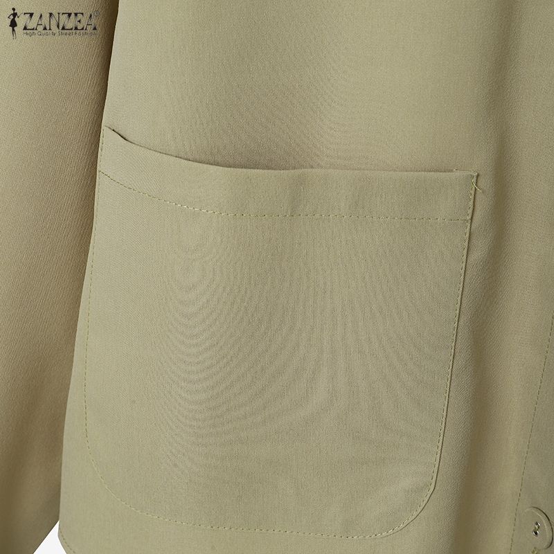 ZANZEA Elegant Women Outfits Lapel Neck Long Sleeve Blouse and Long Trousers Casual Two Piece Cargo Sets