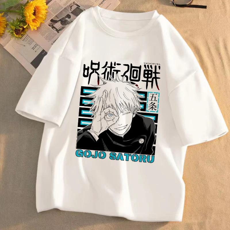 Summer Japanese Unisexga Gojo Satoru Cotton T-shirt Unisex Jujutsu Kaisen Anime T-shirt Unisex Harajuku Kawaii Short Sleeve T-shirt