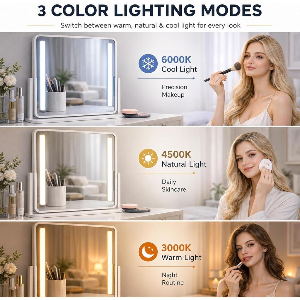 Dimmable Mirror Lights,2500mAh Rechargeable Under Cabinet LED,5W Makeup Light with 120 LEDs, Stick On Touch, Magnetic for Cabinet, Kitchen