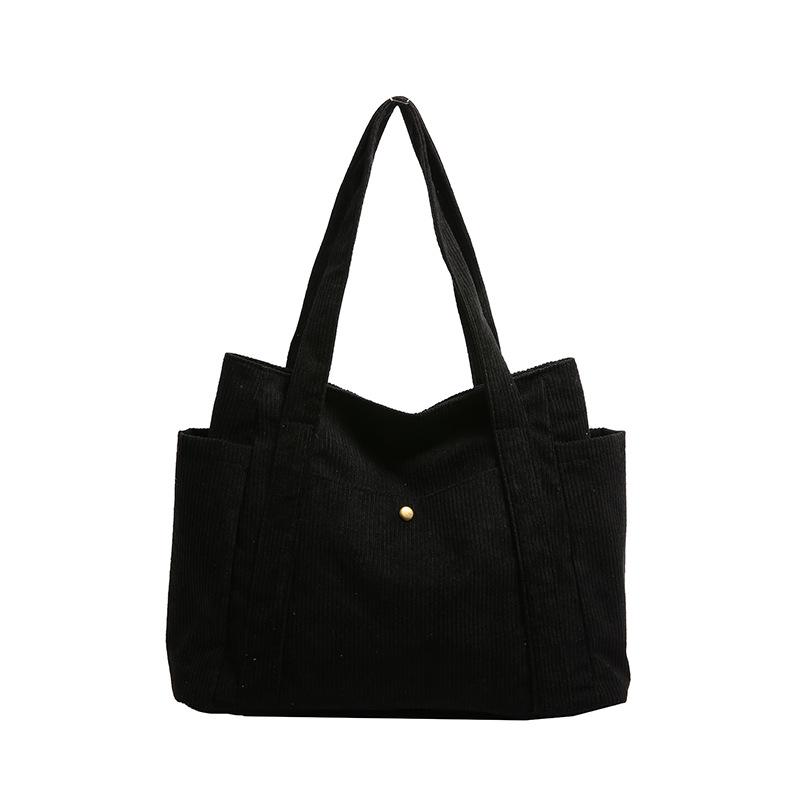 

Autumn and winter large-capacity bag women s 2025 new Korean version corduroy tote bag college students commuting shoulder bag чёрный
