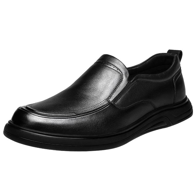 2025 new leather shoes men's casual British style loafers genuine leather business dress leather shoes men's one-pedal non-slip