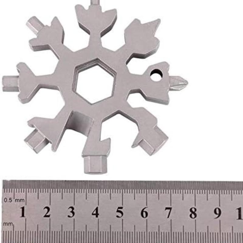 Lot de 4 Outils Multifonctions Flocon de Neige 18 en 1, Décapsuleur de Bouteille de Bière en Acier Inoxydable, Kit Tournevis Plat Phillips/Clé, Durable et Portable pour l'Extérieur