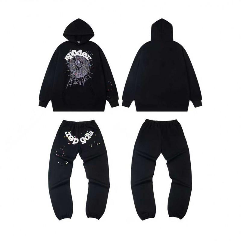 Sp5der Spider Web Foam Print Fleece Hoodie Loose Fit Hip Hop Sweatshirt Men Women