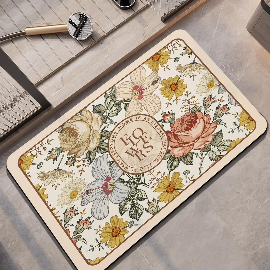 Luxury Bath Mats Bathroom Anti Slip Shower Foot Mat Super Absorbent Quick Dry Floor Mat Toilet Rug Doormat Carpet Washable