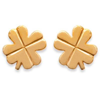 [A3216] - Gold Plated '4 Leaf Clovers' Earrings - 8 Mm