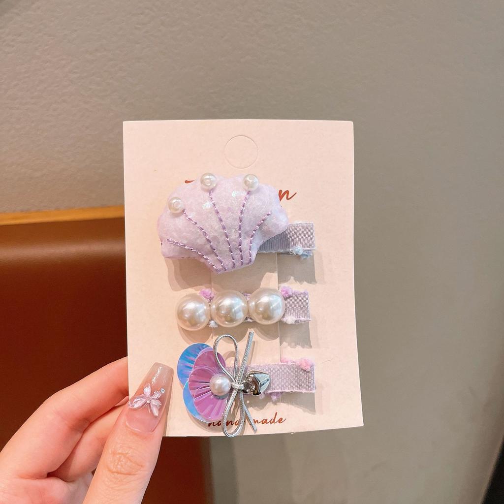 Summer Ocean Starfish Shell Hairpin Cute Children'S Hairpin Duck Beak Clip Pearl Hair Accessories Headgear Clip Girl