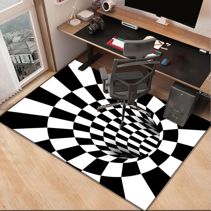 Checkerboard Distortion Pattern Office Rug Chair Mat, Entryway Carpet, Suitable for Front Door, Bedroom, Living Room, Desk, Holiday Gift