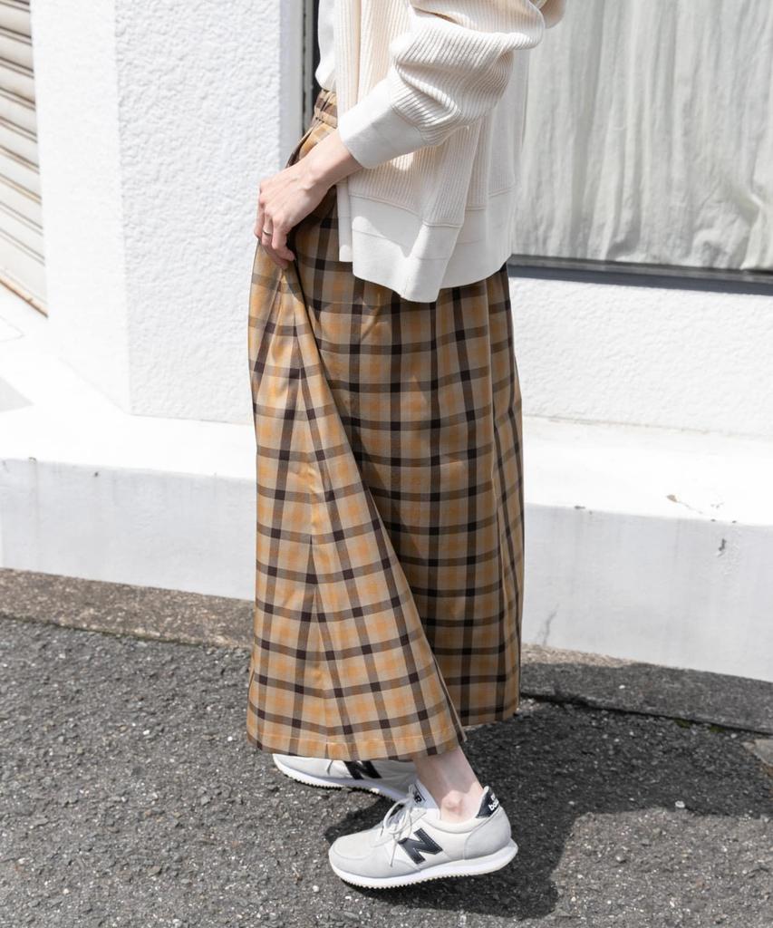 Research Skirt Check Gathered Skirt for Women GUNCLUB 1 [Urban Doors] FORK&SPOON DF36-25V029