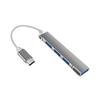 USB Expansion Gray 3.0 Type-C Bus-Powered 4-Port 4-in-1 Hub, Lightweight, Compact, Slim,