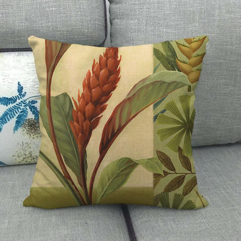 Palm Tree Leaves, Turtle-Back Bamboo Plant Digital Printing Short Plush Pillow Covers For Sofa Office Cushion Cover Home Goods