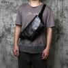 NZPJ Genuine Leather Men's Chest Bag Leisure Top Layer Cowhider Messenger Bag Black Tablet Computer Bag  For 8-Inch IPad