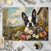 1pcs Boston Terrier Linen Placemats,  Decorative Dog Design for Dining, Kitchen, Indoor Festivals, and Home Decor