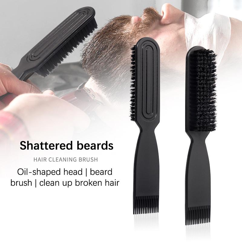 Black Small Beard Styling Brush Professional Shave Beard Brush Barber Vintage Oil Head Shape Carving Cleaning Brush Tools