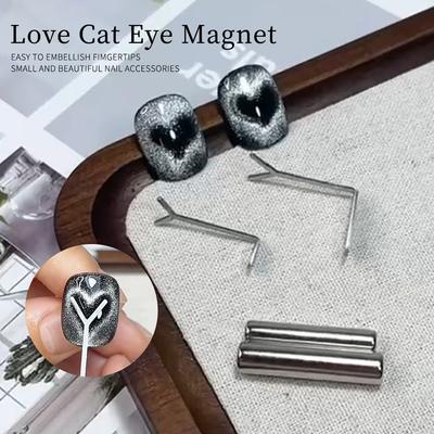 1pcs Nail Art Magnet Set With Iron Wire Cat's Eye Magnetic Rod Strong Heart-Shaped Magnet Cat's Eye Polishing Effect Nail Tools