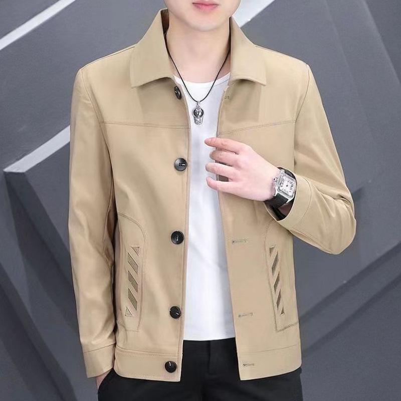 Men s Slim Fit Casual Autumn Jacket - Trendy and Versatile Lapel Design XL [65-75kg]