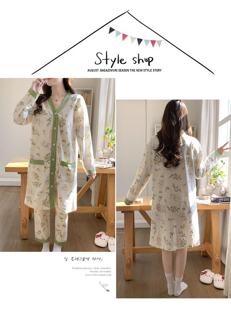Breathable Maternity Nightgown with Built-in Bra for Labor, Breastfeeding, & Postpartum - Spring & Autumn Style