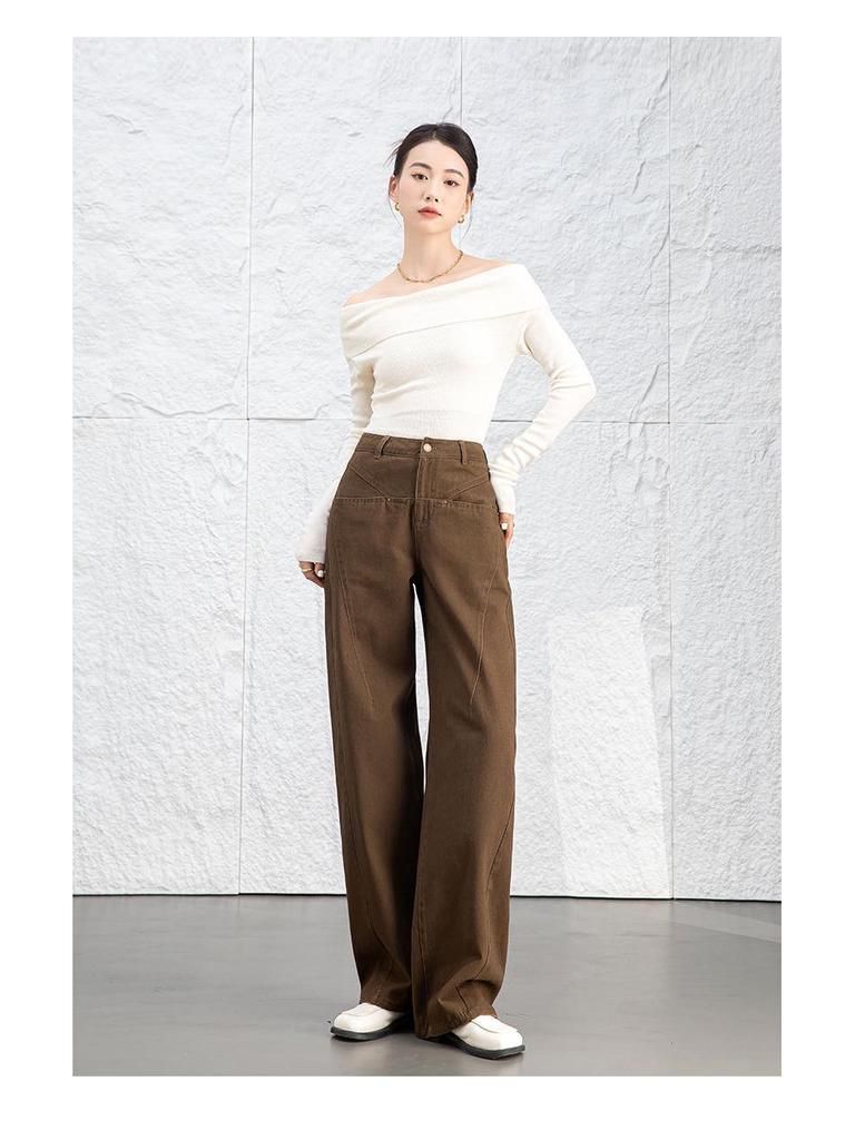 Xin Ge Women's 2024 High-Waisted Wide-Leg Retro Jeans