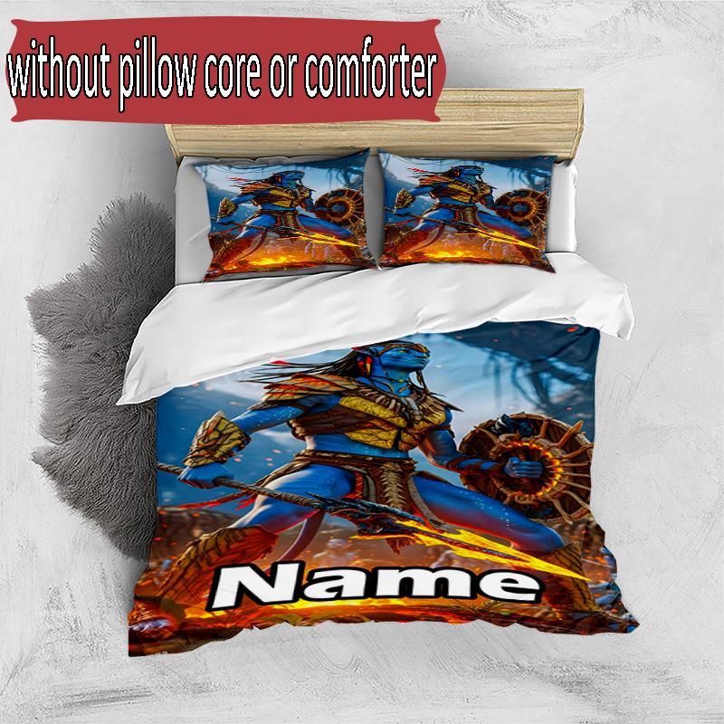 3pcs Duvet Cover Set (1*Duvet Cover + 2*Pillowcase, Without Core), Custom Name Avatar Pattern Bedding Set, Home Bedroom Decor Gift