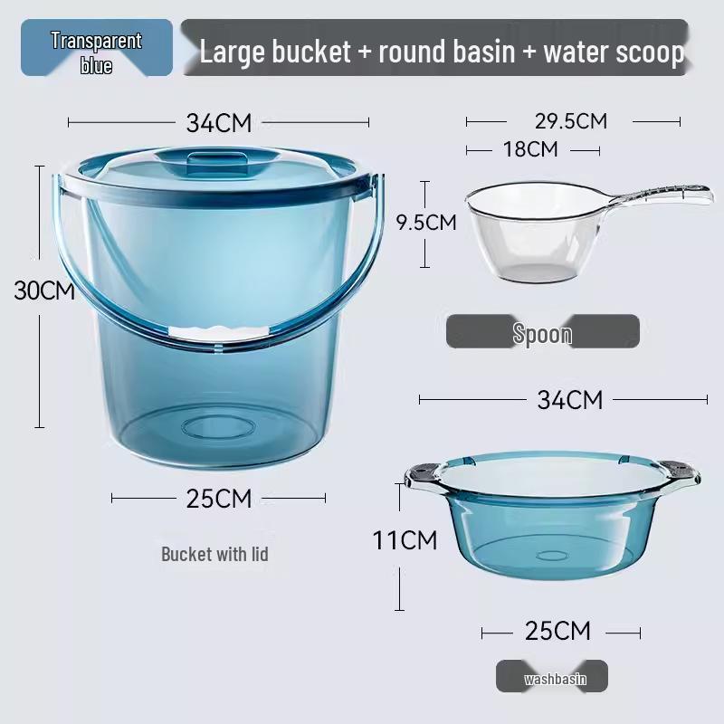 Förtjockad Transparent Plasttunna med Lock: Hushållsvattenförvaring, Tvätt- och Studentrums-användning