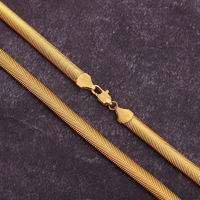 TEMU Collana da Uomo a Catena Osso di Serpente 18K Oro - Moda Europea & Americana, Catena Piatta 6MM, Stile Popolare