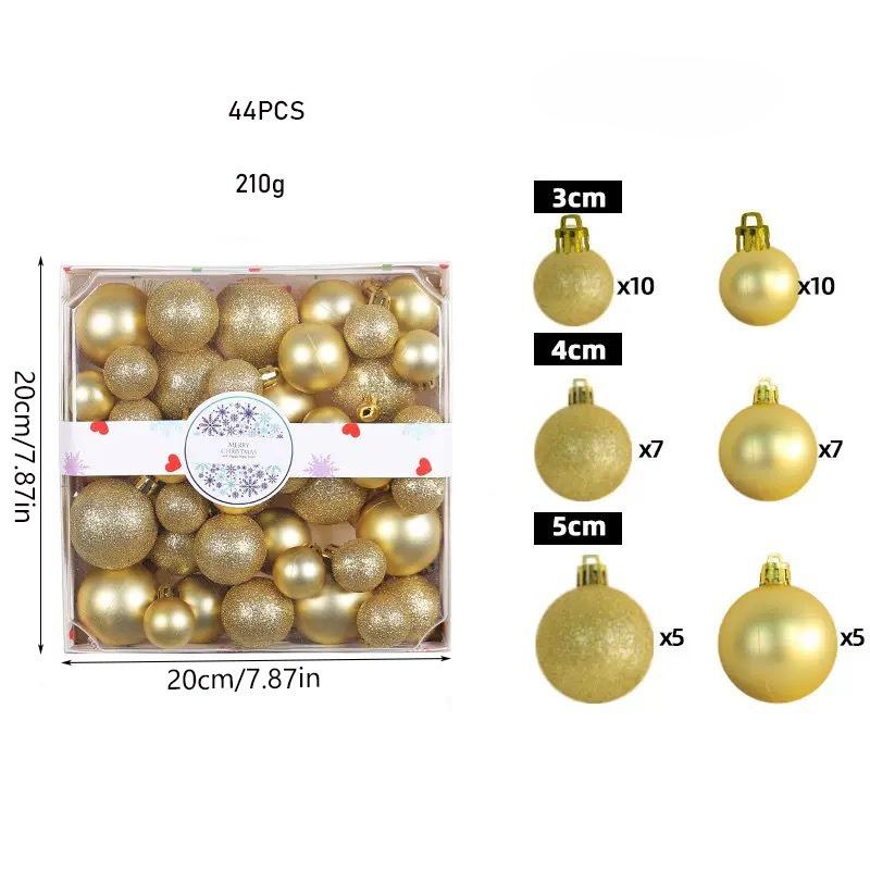 44 SZT. Wysokiej jakości Plastikowy Zestaw Kul Świątecznych 3cm 4cm 5cm 7 Kolorów Ozdoba Świąteczna Kula Zawieszki Świąteczne Dom