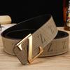 First Layer Cowhide Alloy Smooth Buckle Belt Business Leisure Style Belt Letter Simple Belt