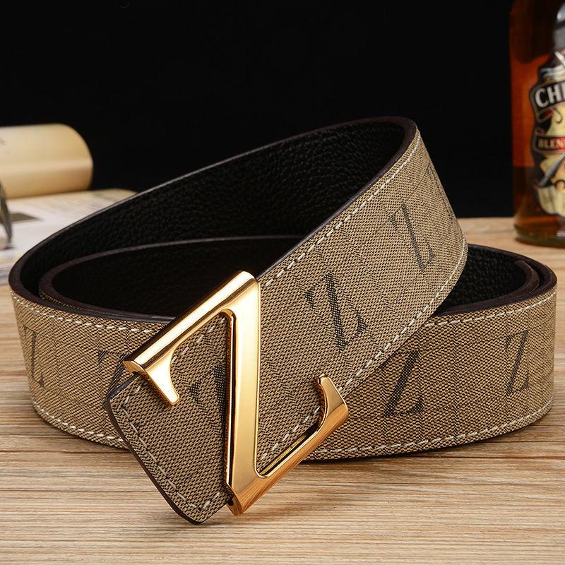 

Ремень из сплава коровьей кожи первого слоя с гладкой пряжкой, деловой, повседневный, простой ремень с буквами 105cm золотой