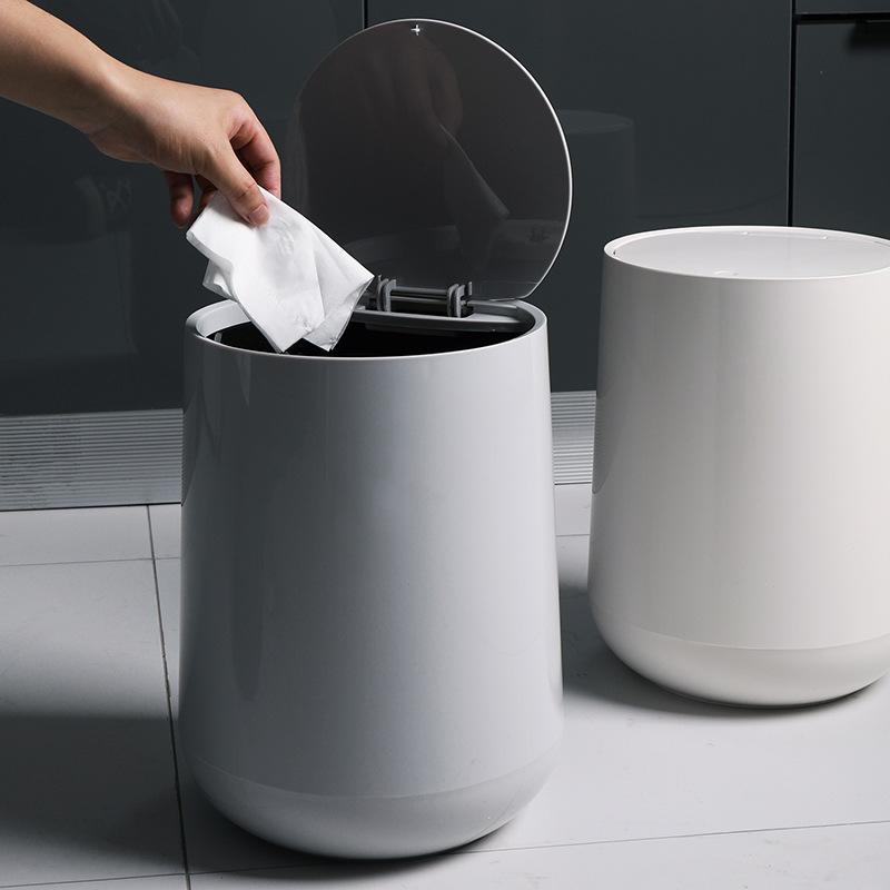 Press-type Round Trash Can With Elastic Cover Simple Classification Waste Bin For Household Living Room Bedroom Balcony Office
